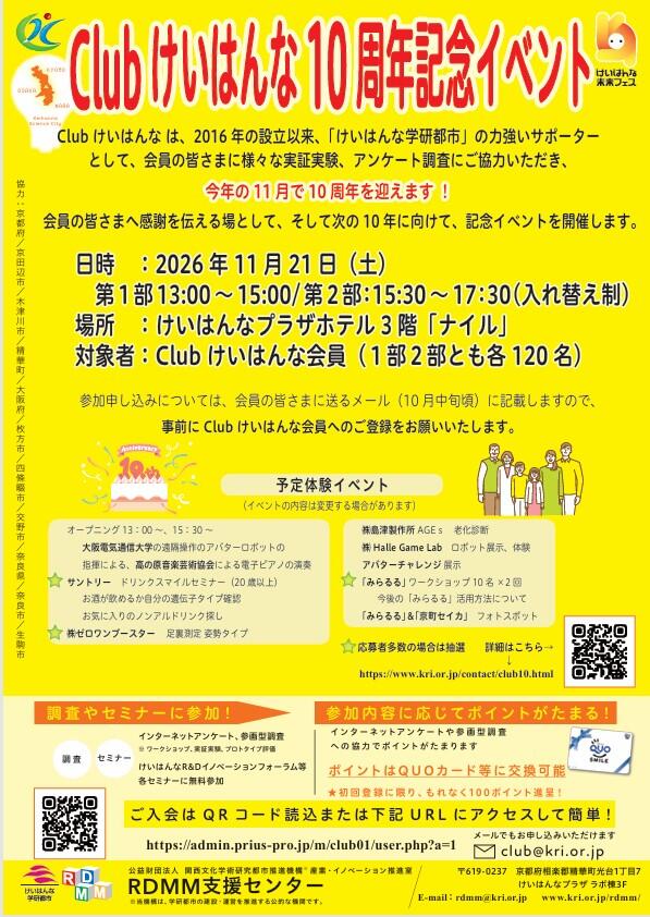 Clubけいはんな10周年記念イベントについて
