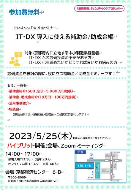 けいはんなDX推進セミナー IT・DX導入に使える補助金/助成金編